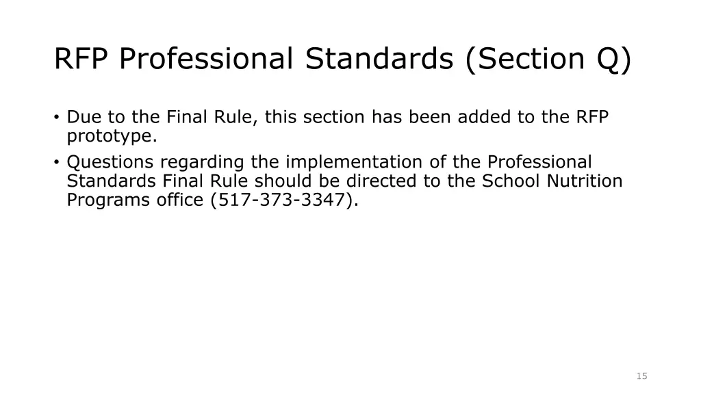rfp professional standards section q