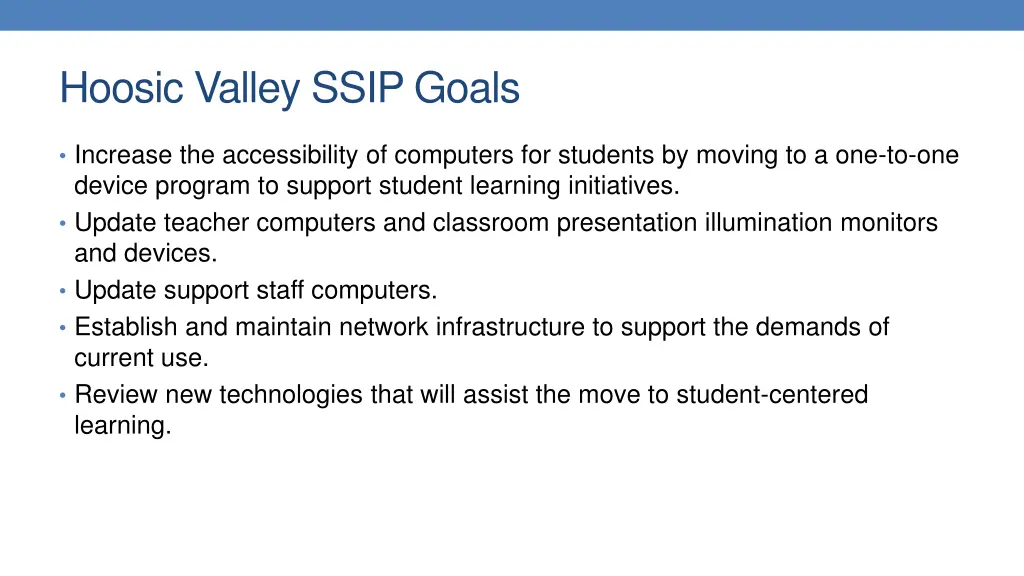 hoosic valley ssip goals