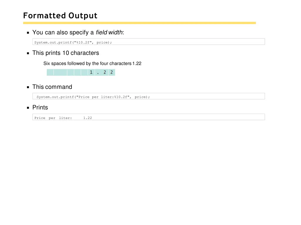 formatted output 1