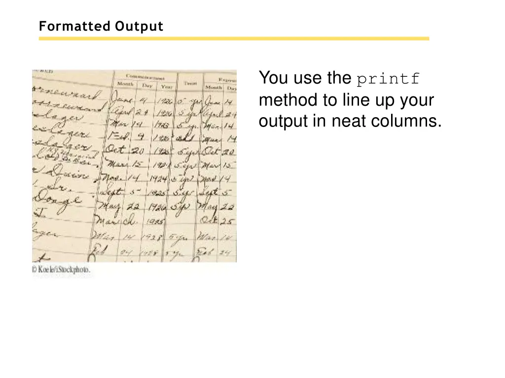 formatted output 2