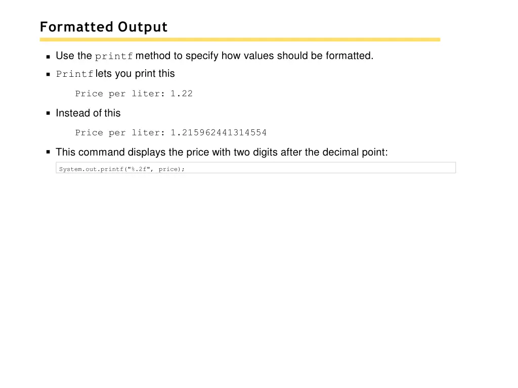 formatted output