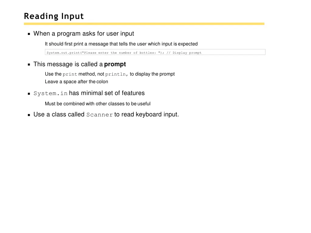 reading input