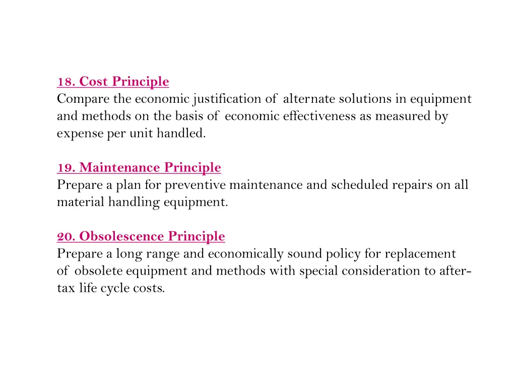 18 cost principle compare the economic