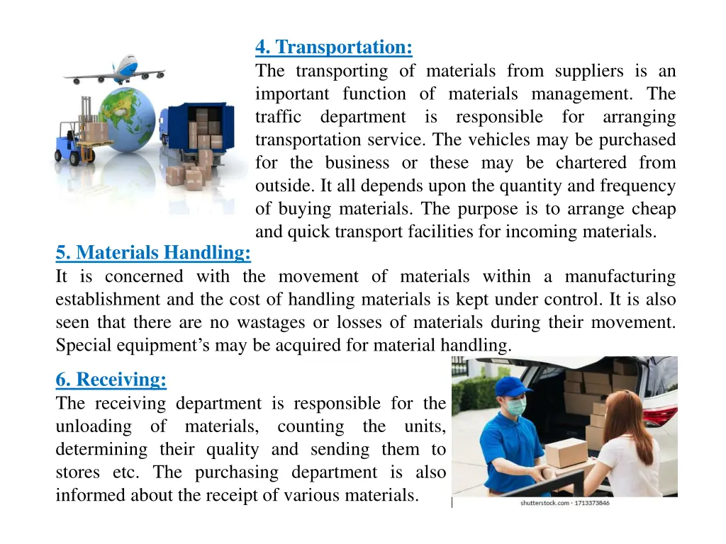 4 transportation the transporting of materials