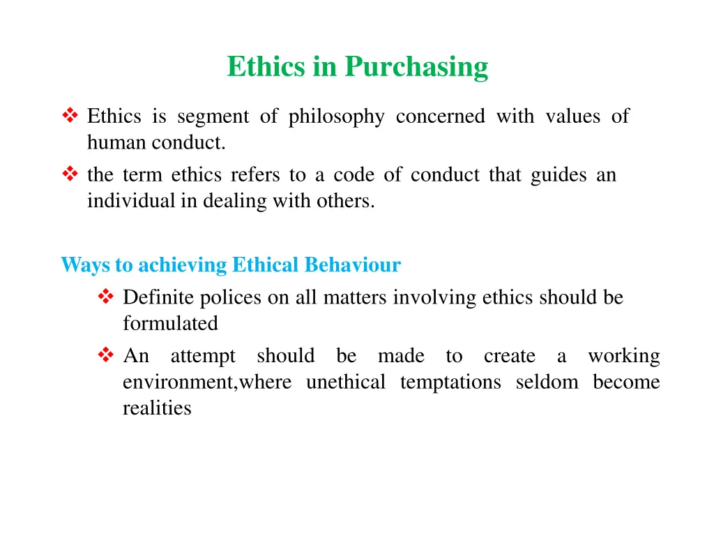 ethics in purchasing