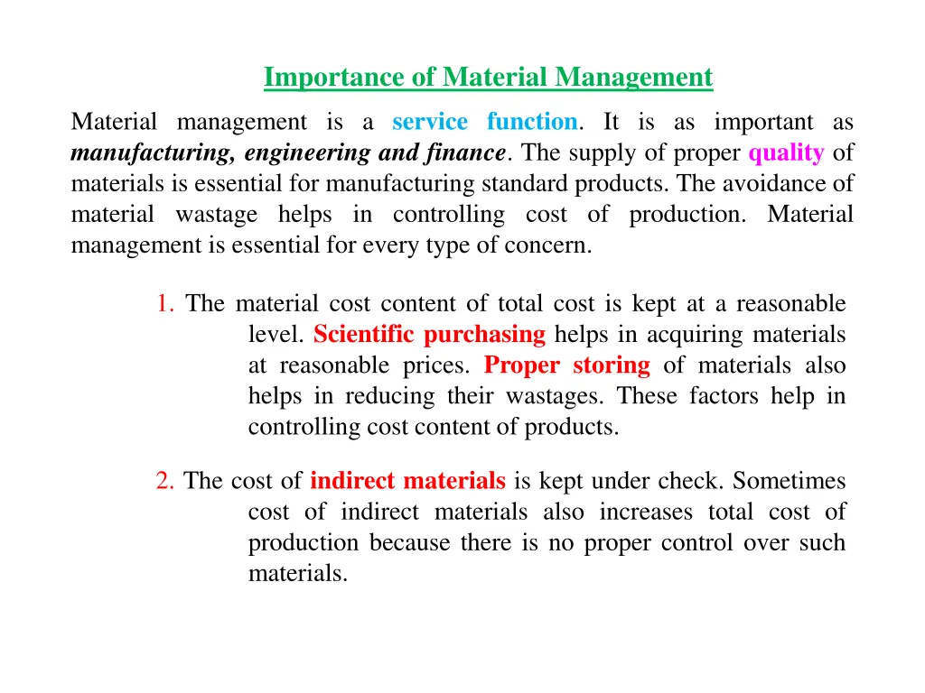 importance of material management