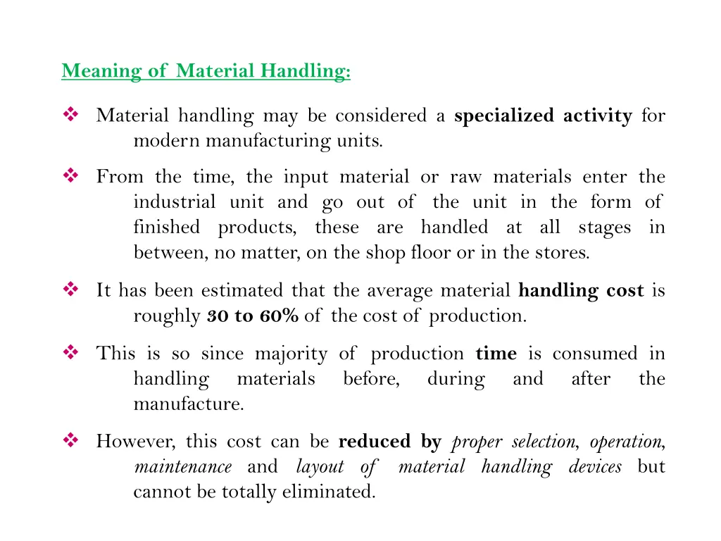 meaning of material handling
