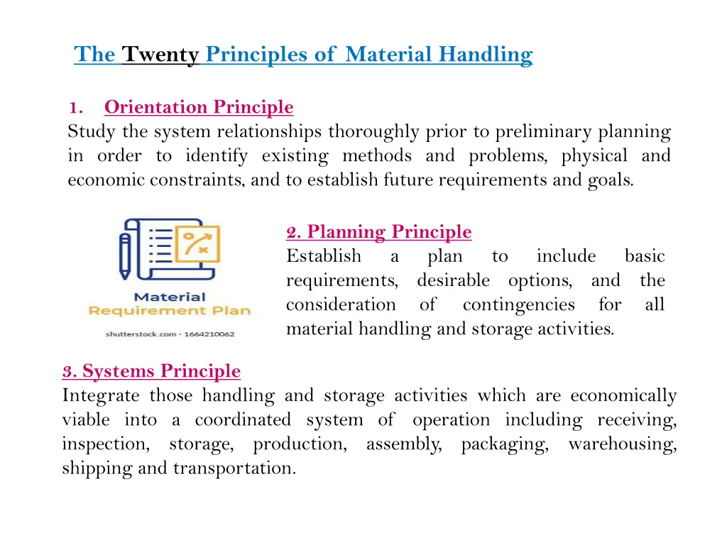 the twenty principles of material handling