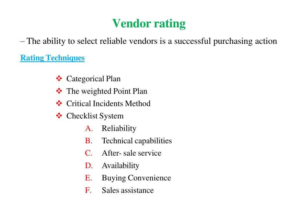 vendor rating