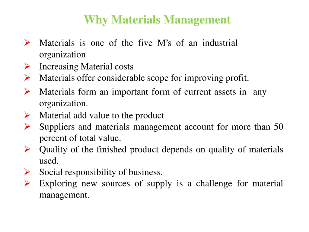 why materials management