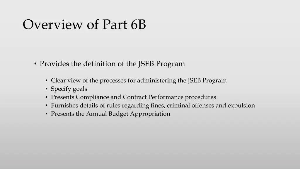 overview of part 6b