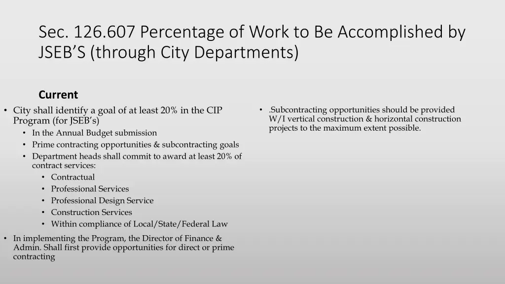 sec 126 607 percentage of work to be accomplished