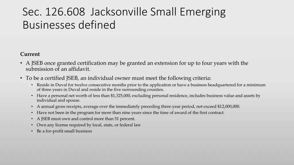 sec 126 608 jacksonville small emerging
