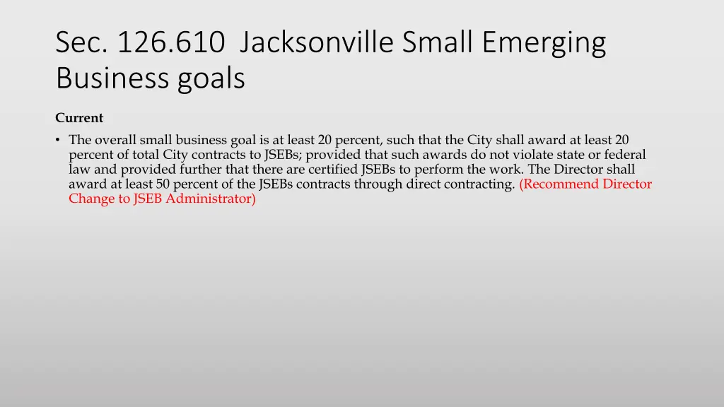 sec 126 610 jacksonville small emerging business