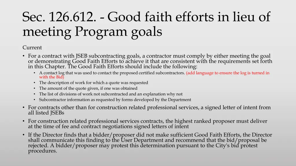 sec 126 612 good faith efforts in lieu of meeting