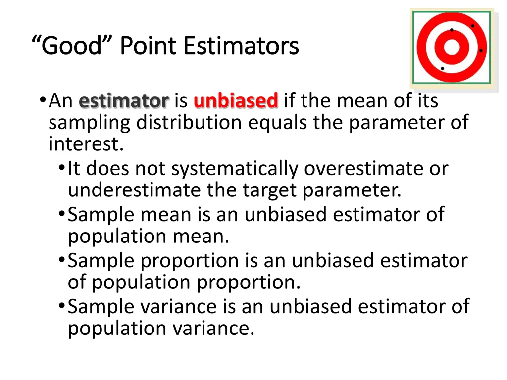 good point estimators good point estimators