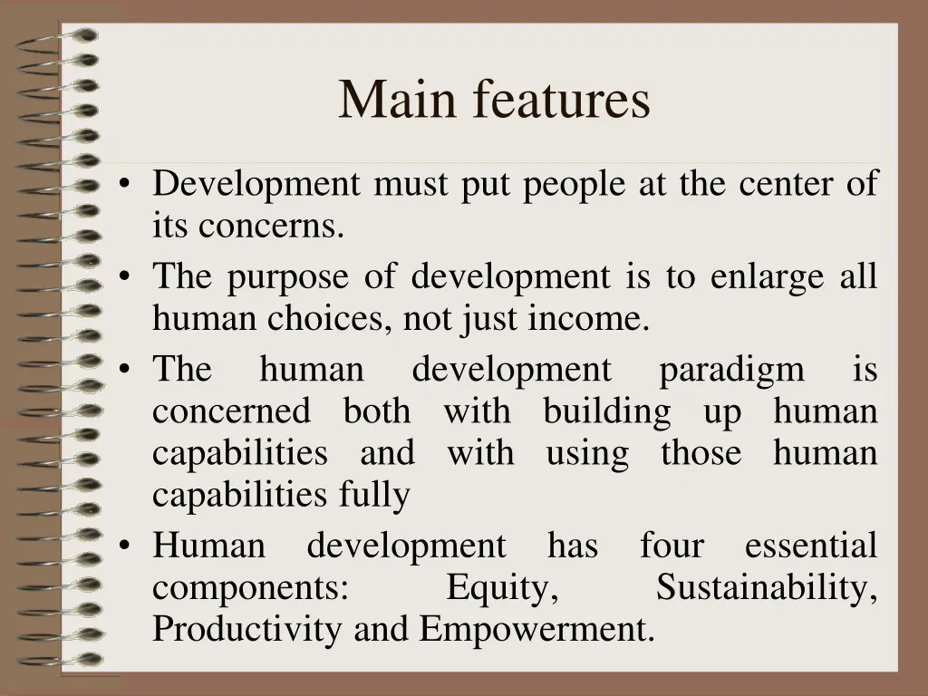 main features