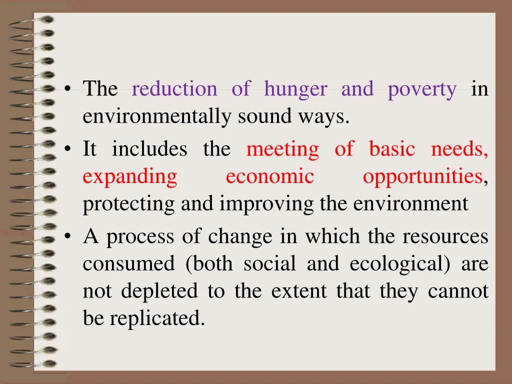 the reduction of hunger and poverty