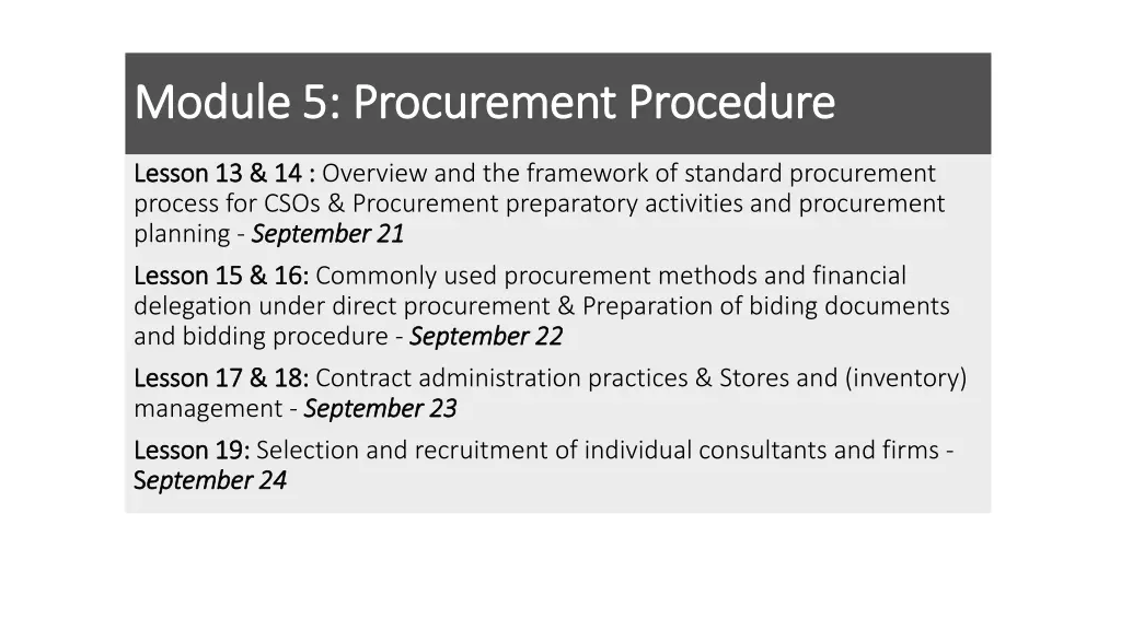 module 5 procurement procedure module 1