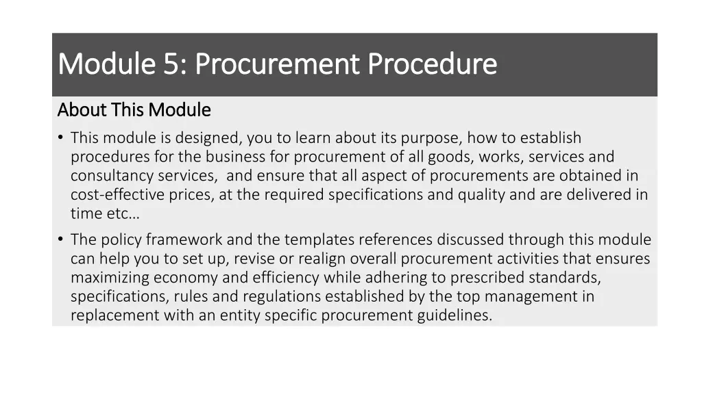module 5 procurement procedure module