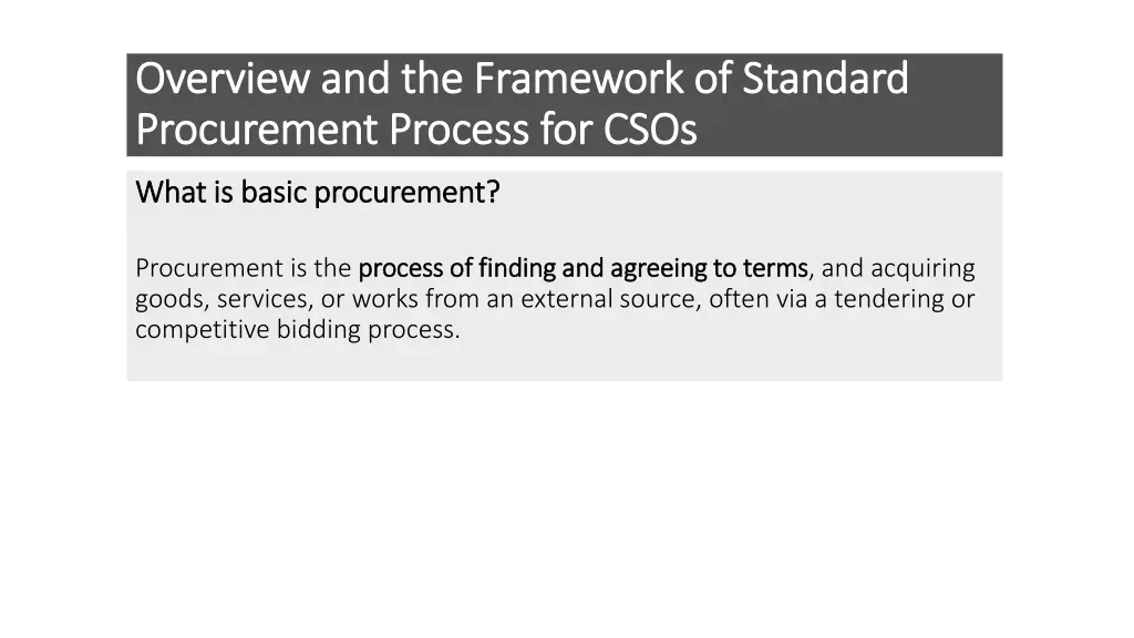 overview and the framework of standard overview