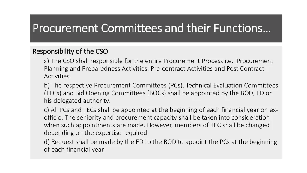 procurement committees and their functions 1