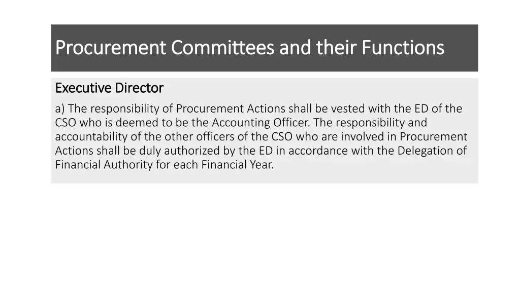 procurement committees and their functions