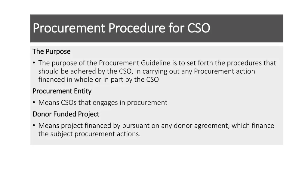procurement procedure for cso procurement