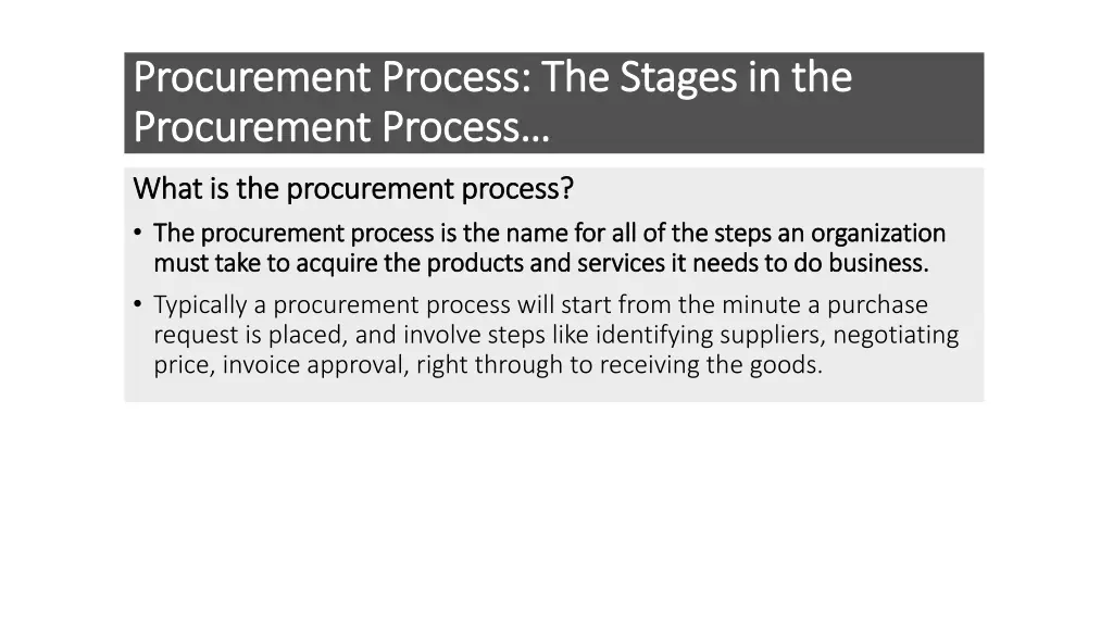 procurement process the stages in the procurement 1
