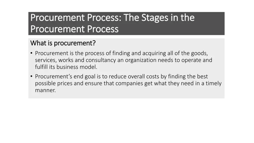 procurement process the stages in the procurement