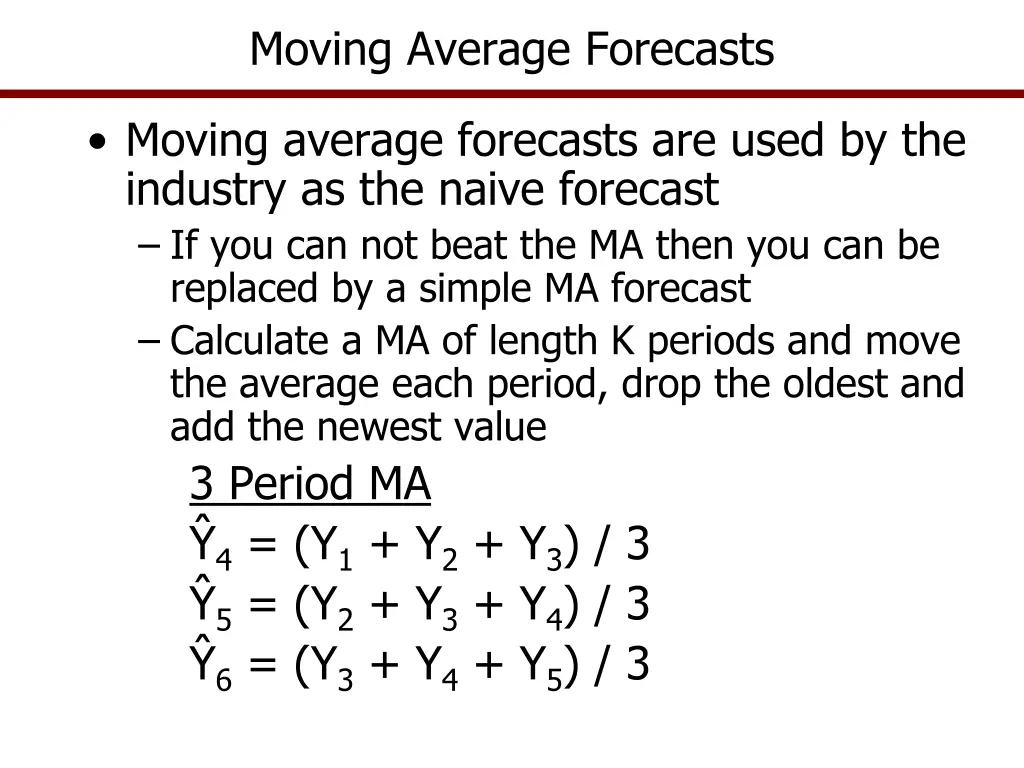 moving average forecasts