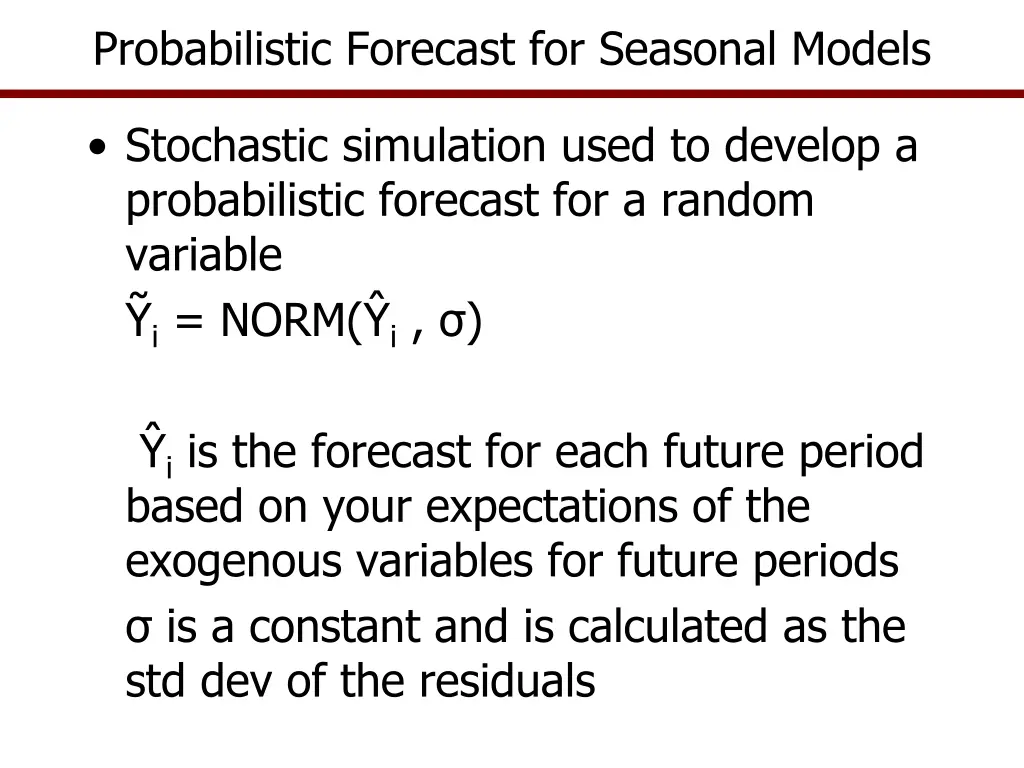 probabilistic forecast for seasonal models