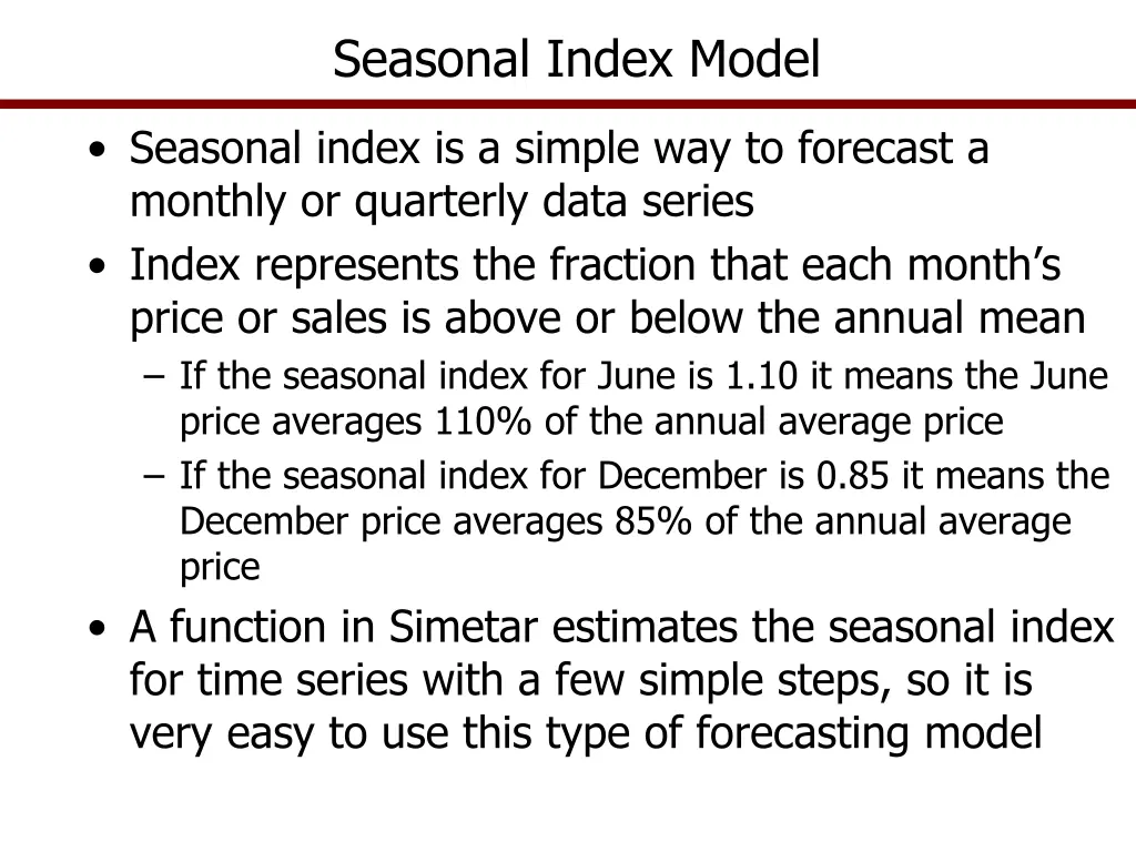 seasonal index model