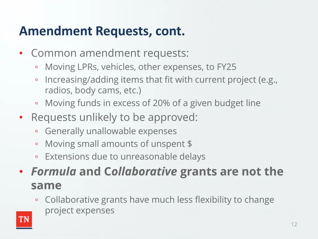 amendment requests cont