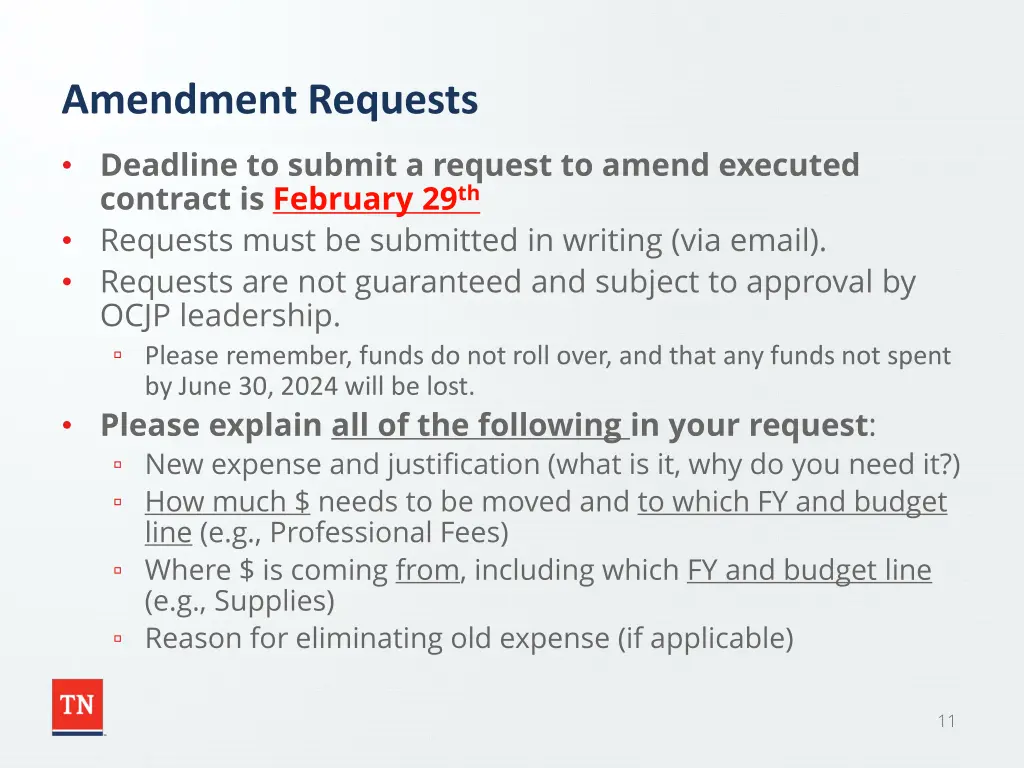 amendment requests