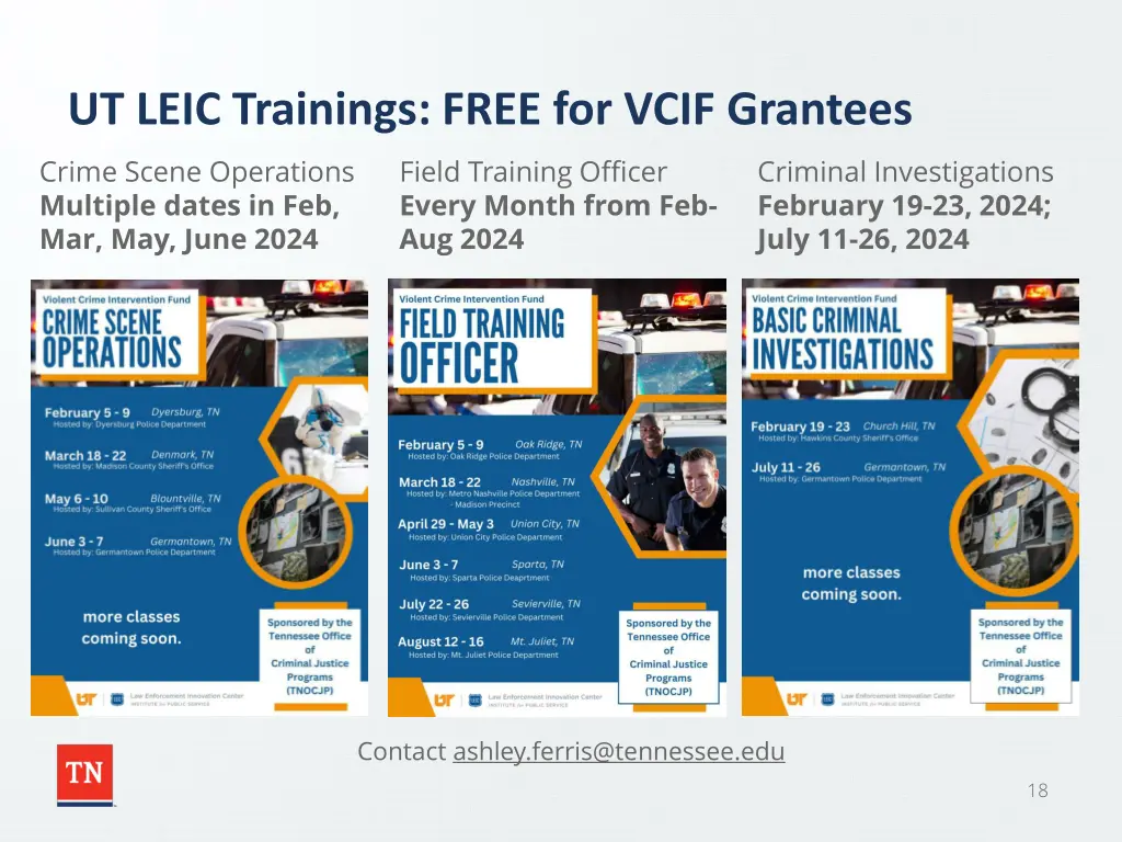 ut leic trainings free for vcif grantees