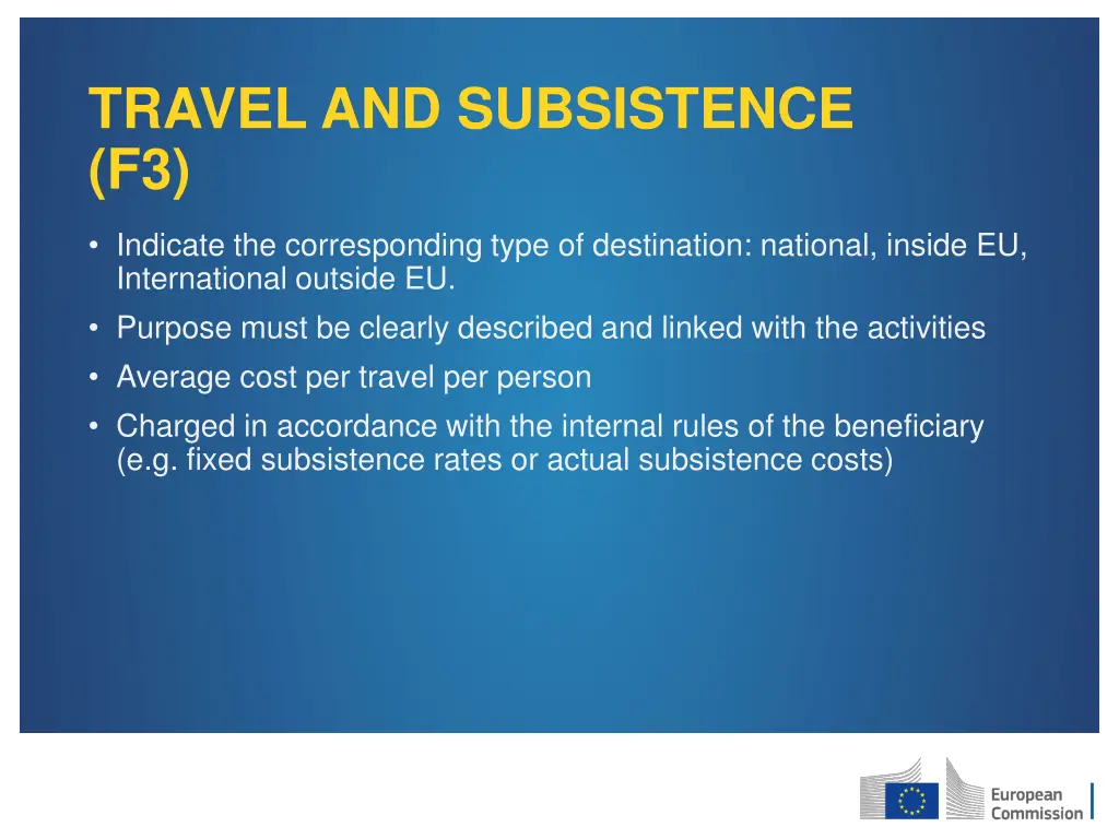 travel and subsistence f3