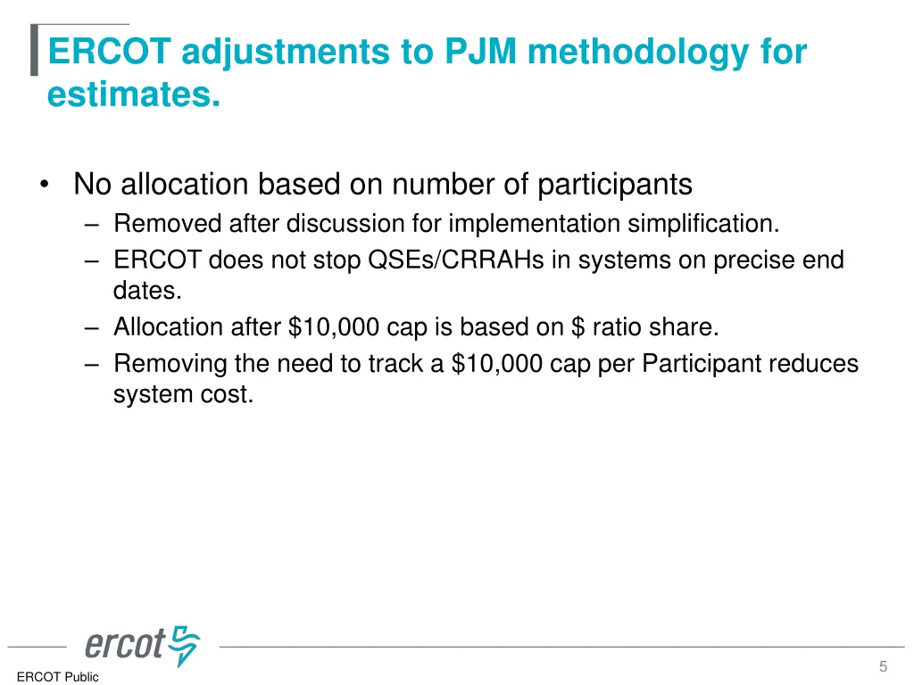 ercot adjustments to pjm methodology for estimates