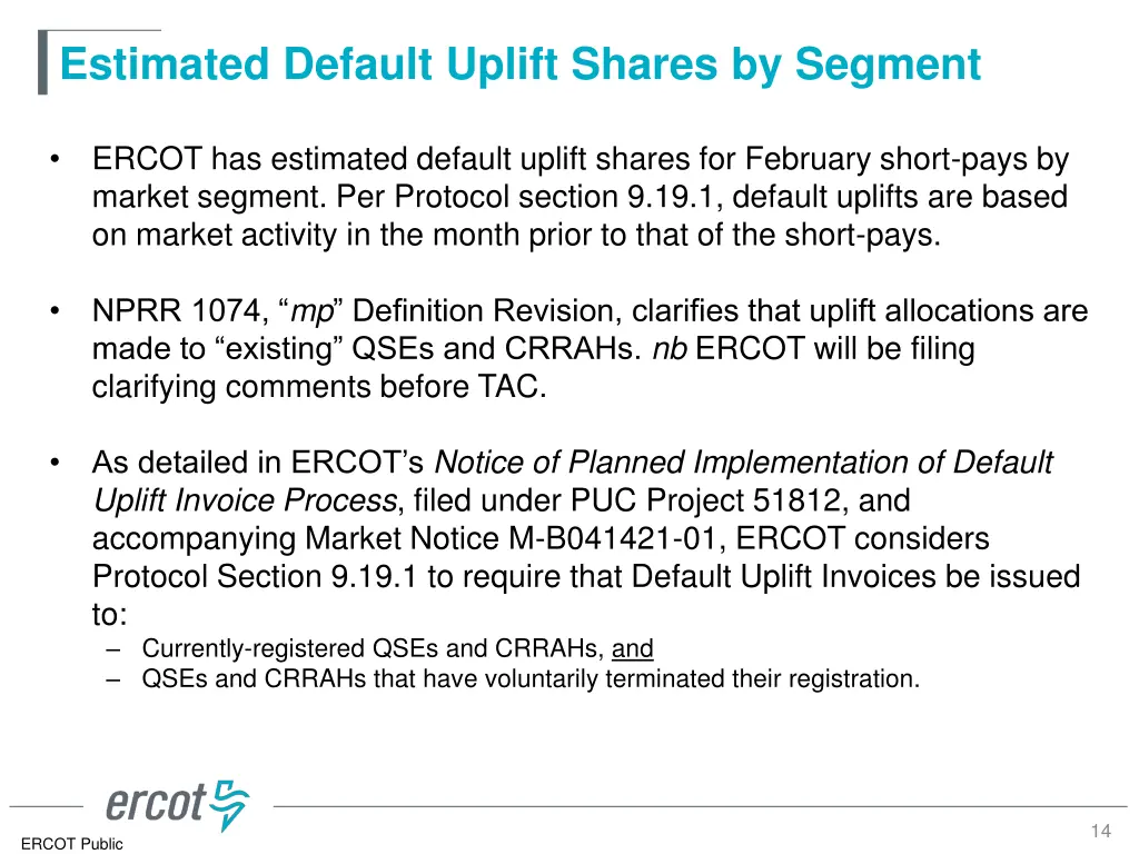 estimated default uplift shares by segment