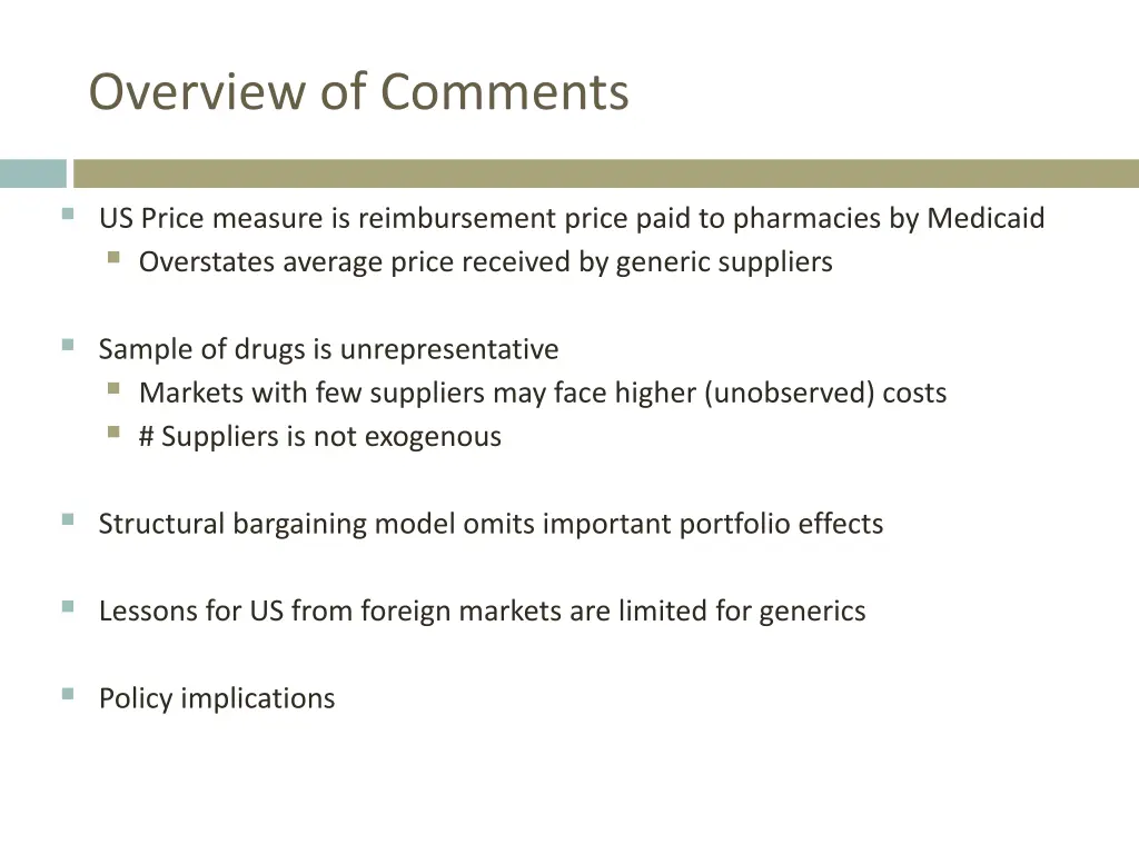 overview of comments