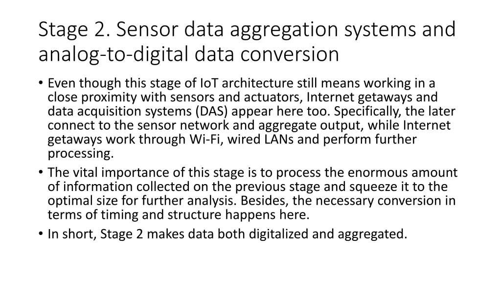 stage 2 sensor data aggregation systems