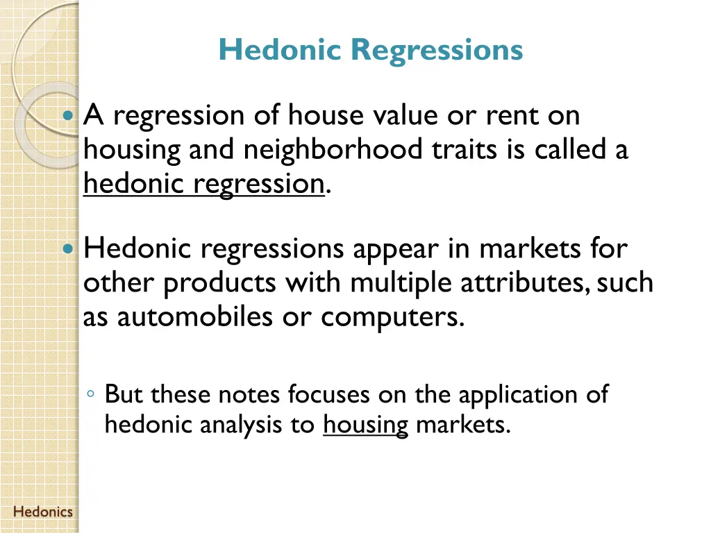 hedonic regressions