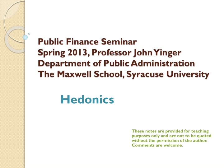 public finance seminar spring 2013 professor john