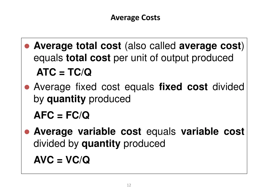 average costs