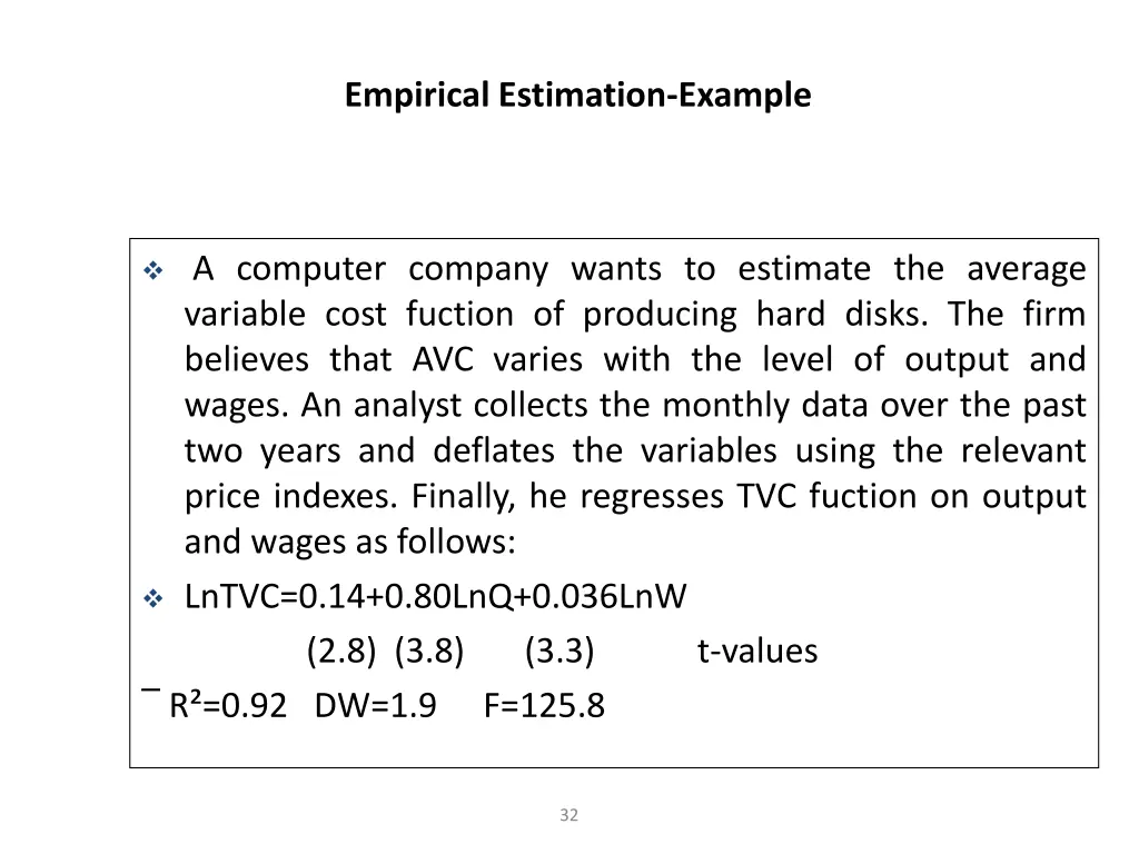 empirical estimation example