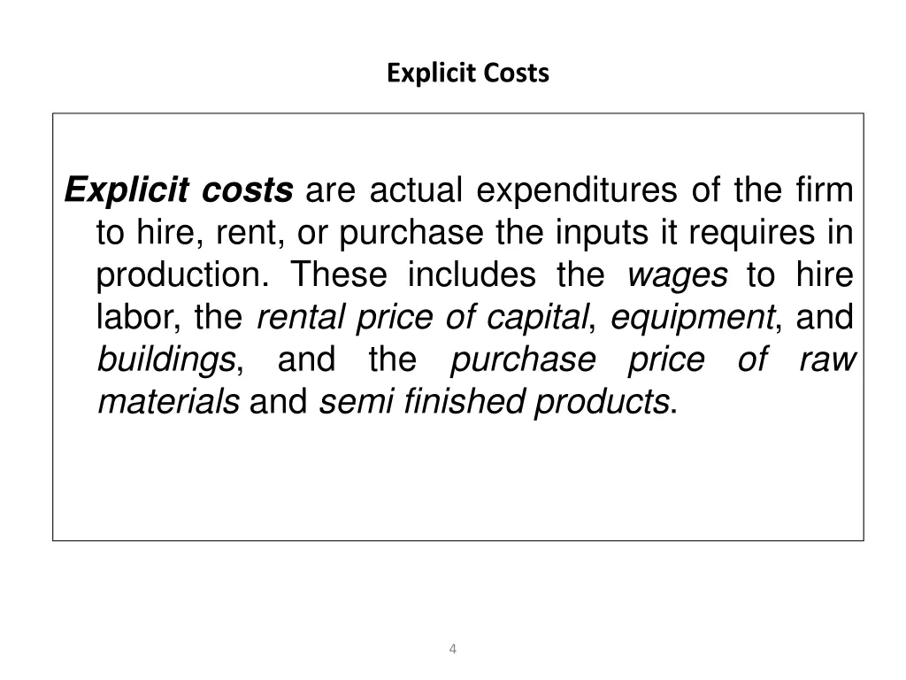 explicit costs