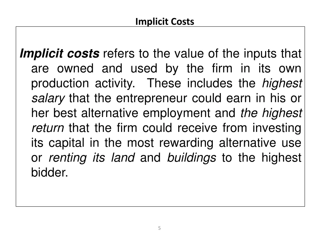 implicit costs