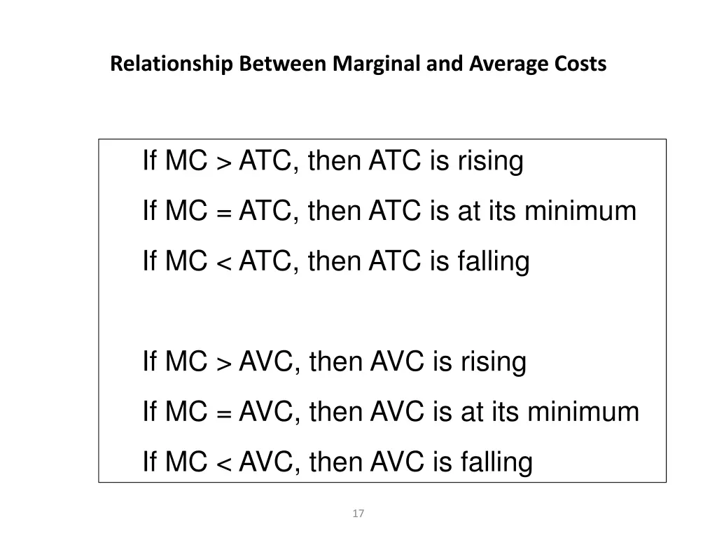 relationship between marginal and average costs