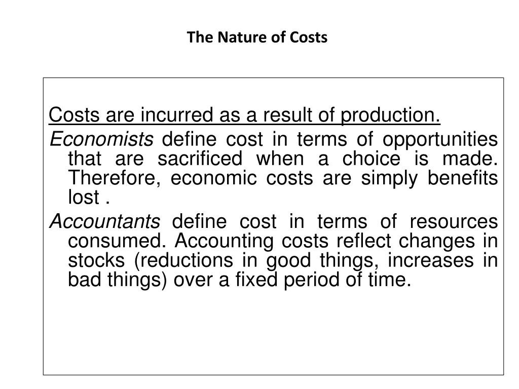 the nature of costs 1