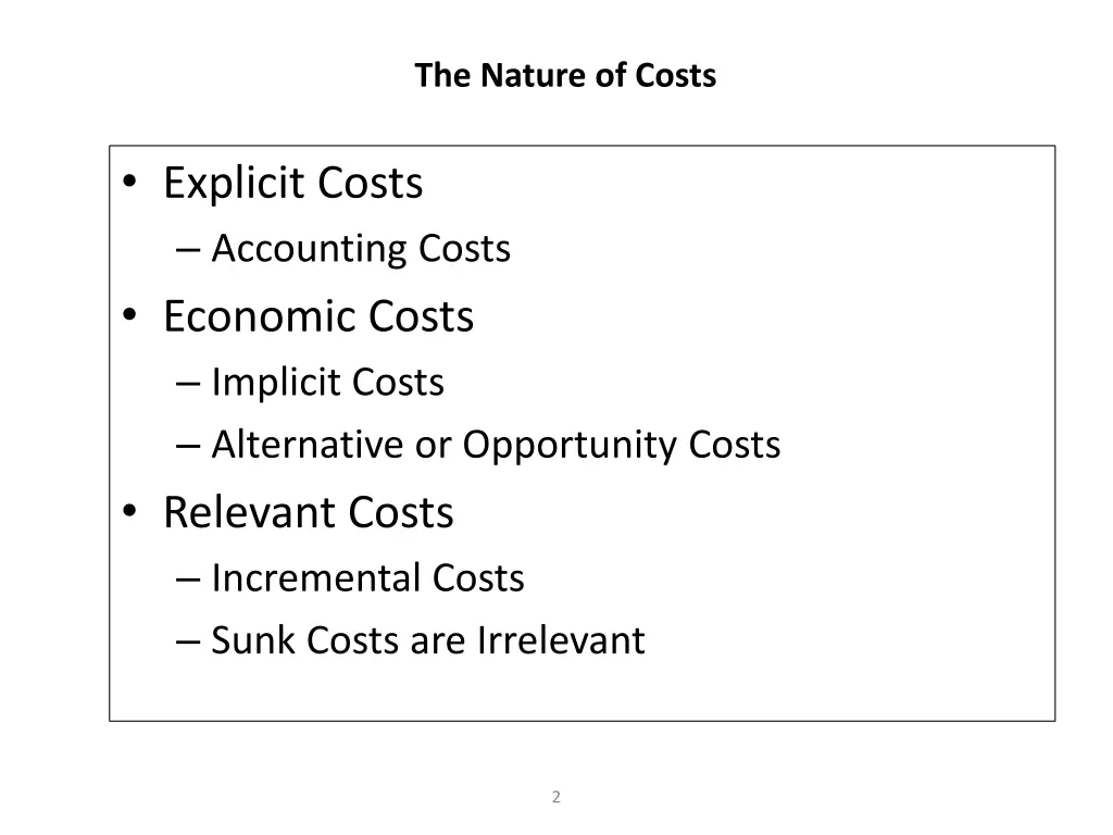 the nature of costs
